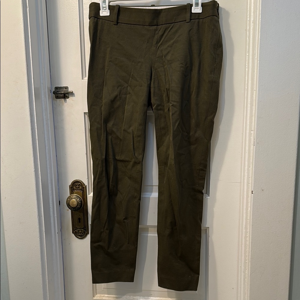 J. Crew Green Skinny Pants in Stretch Twill